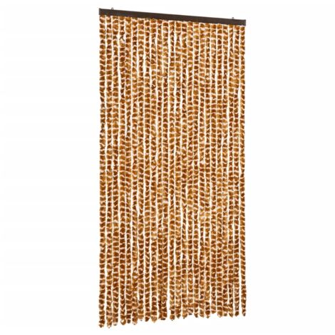 Insect Curtain Ochre and White 100x220 cm Chenille vidaXL