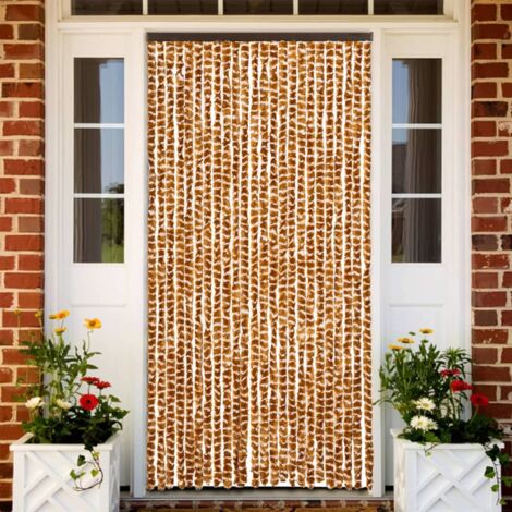 Insect Curtain Ochre and White 100x220 cm Chenille vidaXL