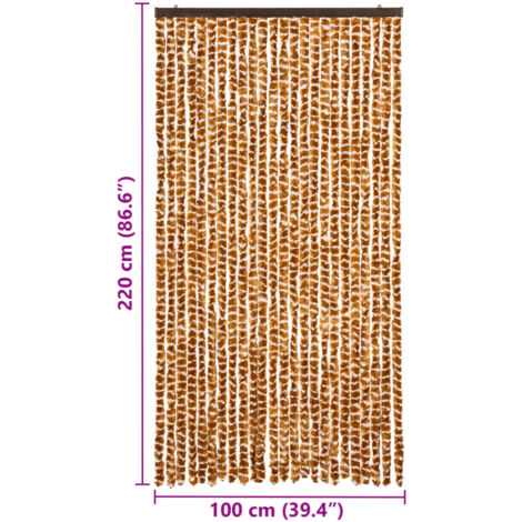 Insect Curtain Ochre and White 100x220 cm Chenille vidaXL