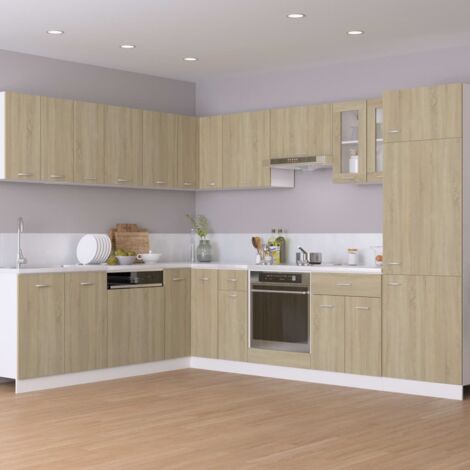 Kitchen Cabinet SET 7 Units Sonoma Oak Cupboard Worktop Modern Small Budget  Nela