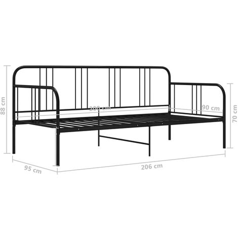 Sofa Bed Frame without Mattress Black Metal 90x200 cm vidaXL