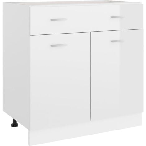 Drawer Bottom Cabinet High Gloss White 80x46x81.5 cm Engineered Wood vidaXL