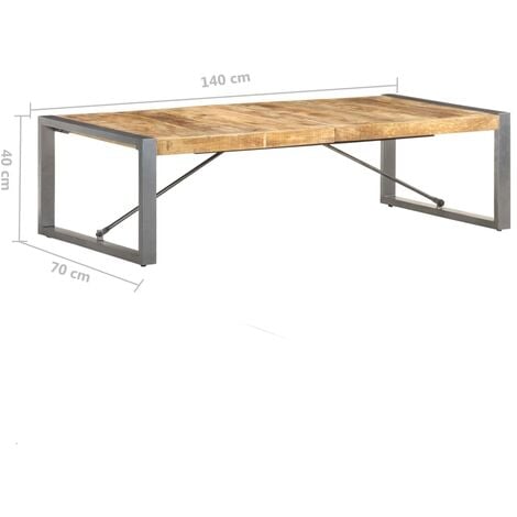 Coffee Table 140x70x40 cm Rough Mango Wood vidaXL