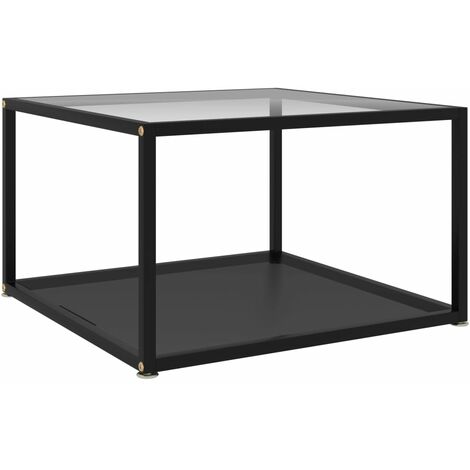 Coffee Table Transparent and Black 60x60x35 cm Tempered Glass vidaXL