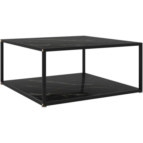 Coffee Table Black 80x80x35 cm Tempered Glass vidaXL (1/5)