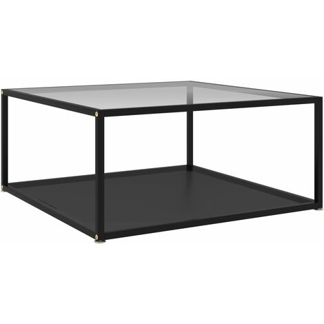 Coffee Table Transparent and Black 80x80x35 cm Tempered Glass vidaXL