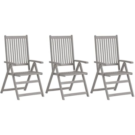 Garden Chair Set of 3 Grey Solid acacia wood 3 pieces Foldable vidaXL