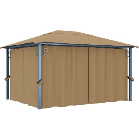 Gazebo with Curtain 400x300 cm Taupe Aluminium vidaXL (1/5)