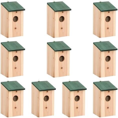 Bird Houses 10 pcs Solid Firwood 12x12x22 cm vidaXL
