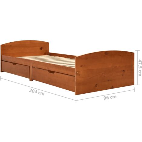 Bed Frame with 2 Drawers without Mattress Honey Brown 90x200 cm vidaXL