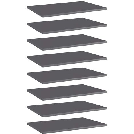 Bookshelf Boards 8 pcs High Gloss Grey 60x40x1.5 cm Engineered Wood vidaXL (1/5)