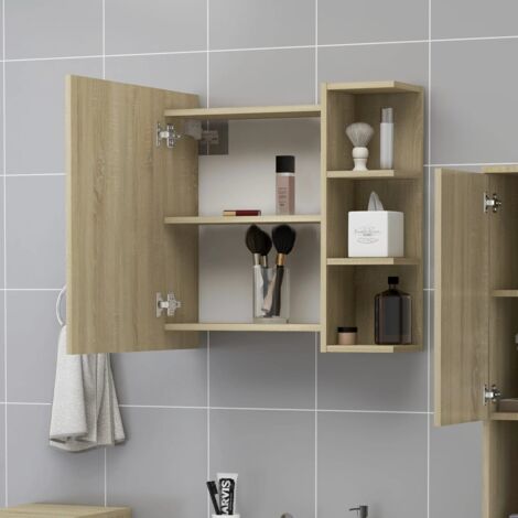 Bathroom Mirror Cabinet Sonoma Oak 62.5x20.5x64 cm Engineered Wood vidaXL