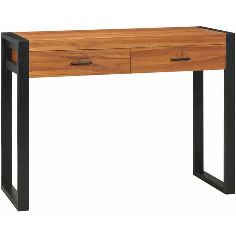 Desk with 2 Drawers 100x40x75 cm Teak Wood vidaXL