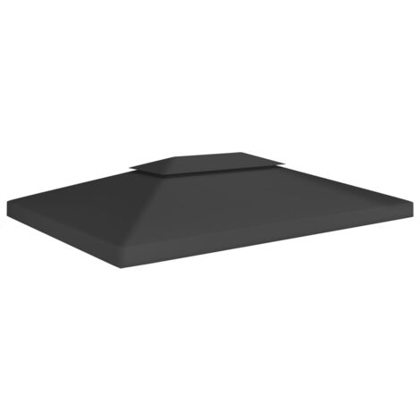 vidaXL 2-Tier Gazebo Top Cover 310 g/m² 4x3 m Black - Black