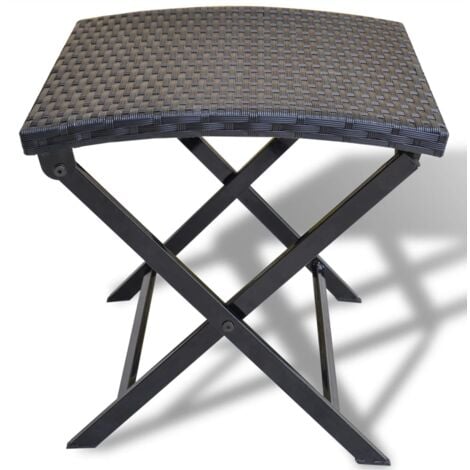 Folding Stool Poly Rattan Black vidaXL