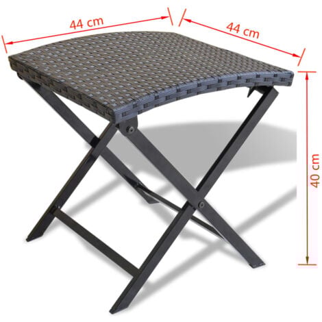 Folding Stool Poly Rattan Black vidaXL