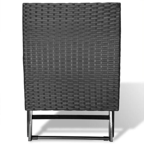 Folding Stool Poly Rattan Black vidaXL