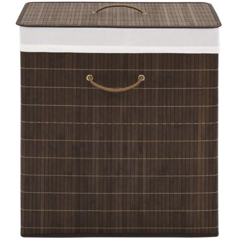 Bamboo Laundry Bin Rectangular Dark Brown vidaXL