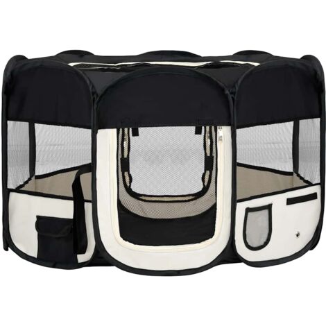 Foldable Dog Playpen with Carrying Bag Black 125x125x61 cm vidaXL
