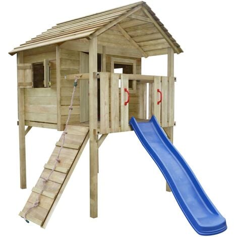vidaXL Playhouse Set with Slide and Ladder 360x255x295 cm Wood - Brown