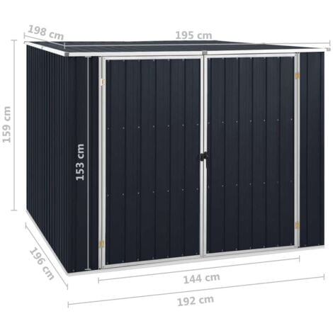 Garden Shed Anthracite 195x198x159 cm Galvanised Steel vidaXL