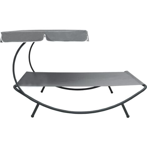 Outdoor Lounge Bed with Canopy Grey vidaXL