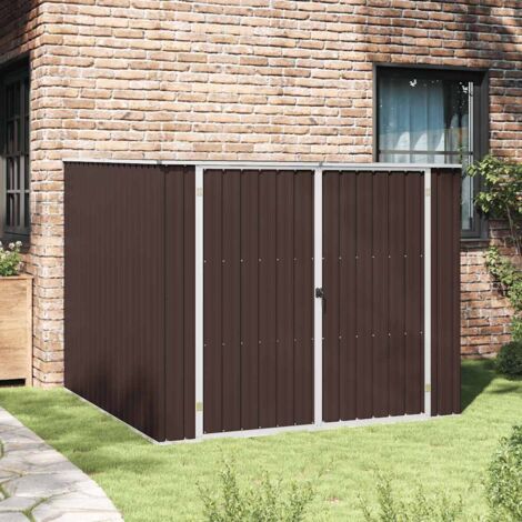 Garden Shed Brown 195x198x159 cm Galvanised Steel vidaXL (1/5)