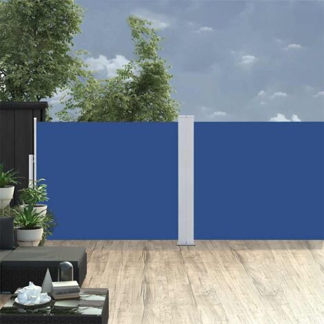 Patio Retractable Side Awning 170x1200 cm Blue vidaXL