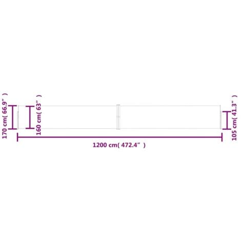 Patio Retractable Side Awning 170x1200 cm Blue vidaXL