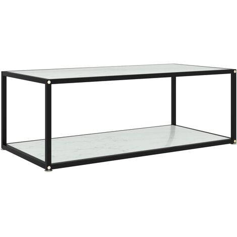 Coffee Table White 100x50x35 cm Tempered Glass vidaXL