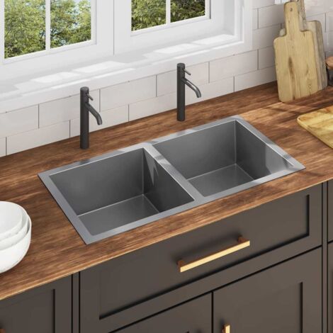Handmade Kitchen Sink Stainless Steel vidaXL