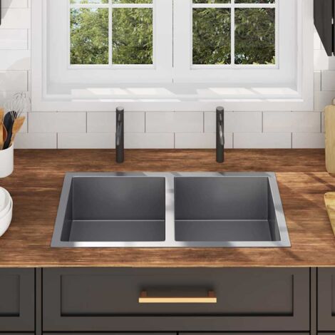 Handmade Kitchen Sink Stainless Steel vidaXL
