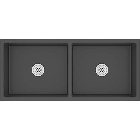 Handmade Kitchen Sink Black Stainless Steel vidaXL