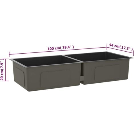 Handmade Kitchen Sink Black Stainless Steel vidaXL