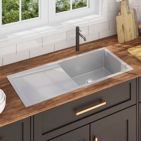 Handmade Kitchen Sink Stainless Steel vidaXL