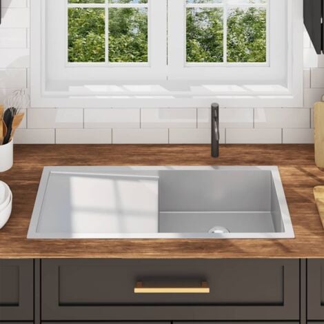 Handmade Kitchen Sink Stainless Steel vidaXL