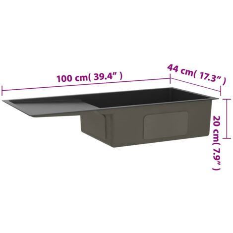 Handmade Kitchen Sink Black Stainless Steel vidaXL