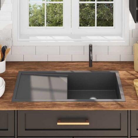 Handmade Kitchen Sink Black Stainless Steel vidaXL