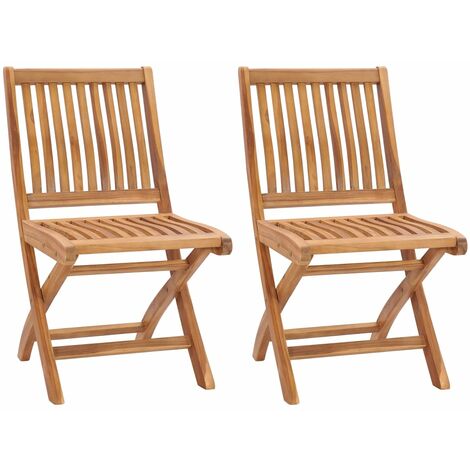 Garden Chair Set of 2 Teak Solid teak wood Medium Foldable vidaXL (1/5)