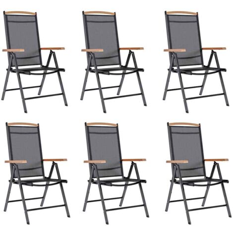 Garden Chair Set of 6 Black Plywood Standard Foldable vidaXL