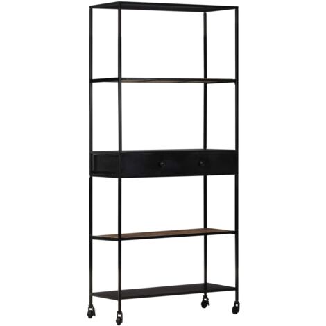 Book Cabinet 80x35x180 cm Rough Mango Wood & Iron vidaXL (1/5)