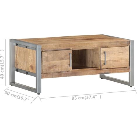 Coffee Table 95x50x40 cm Rough Mango Wood vidaXL