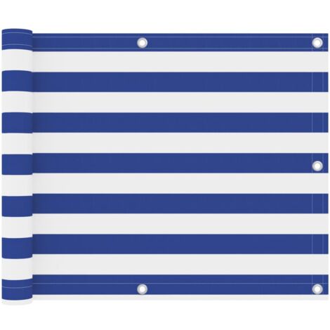 vidaXL Balcony Screen White and Blue 75x600 cm Oxford Fabric