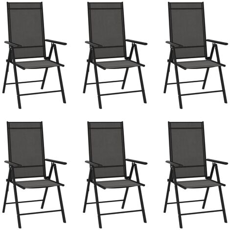Folding Garden Chairs 6 pcs Textilene Black vidaXL