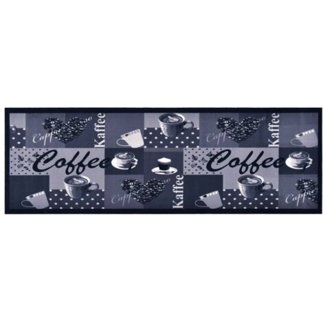 Kitchen Carpet Washable Coffee Blue 45x150 cm vidaXL