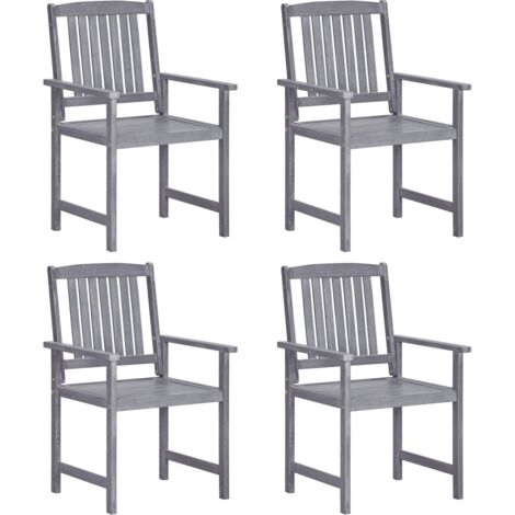 Garden Chair Set of 4 Grey Solid Acacia wood Standard Durable vidaXL (1/5)