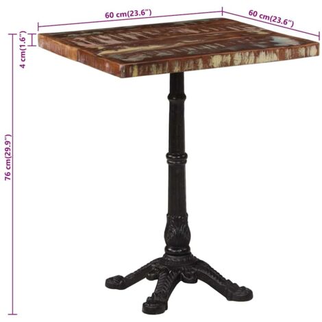 Bistro Table 60x60x76 cm Solid Reclaimed Wood vidaXL