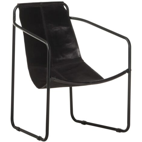 Relaxing Armchair Black Real Leather vidaXL