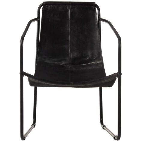 Relaxing Armchair Black Real Leather vidaXL