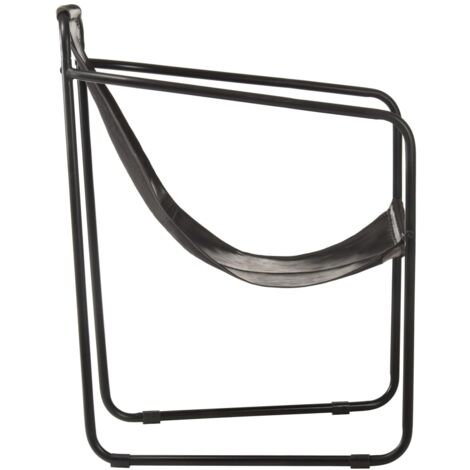 Relaxing Armchair Black Real Leather vidaXL